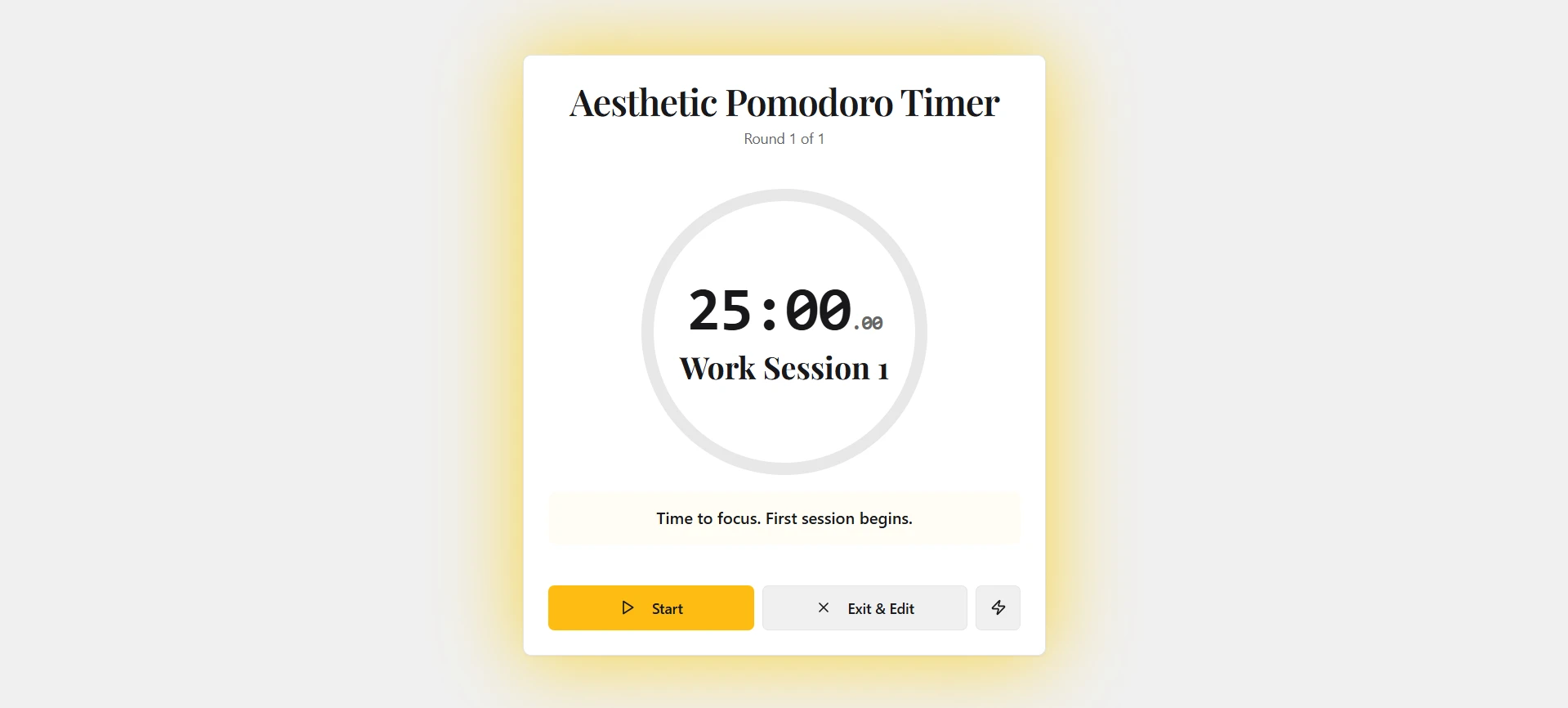 A screenshot of the GuidedTimer.com app in its classic card view.